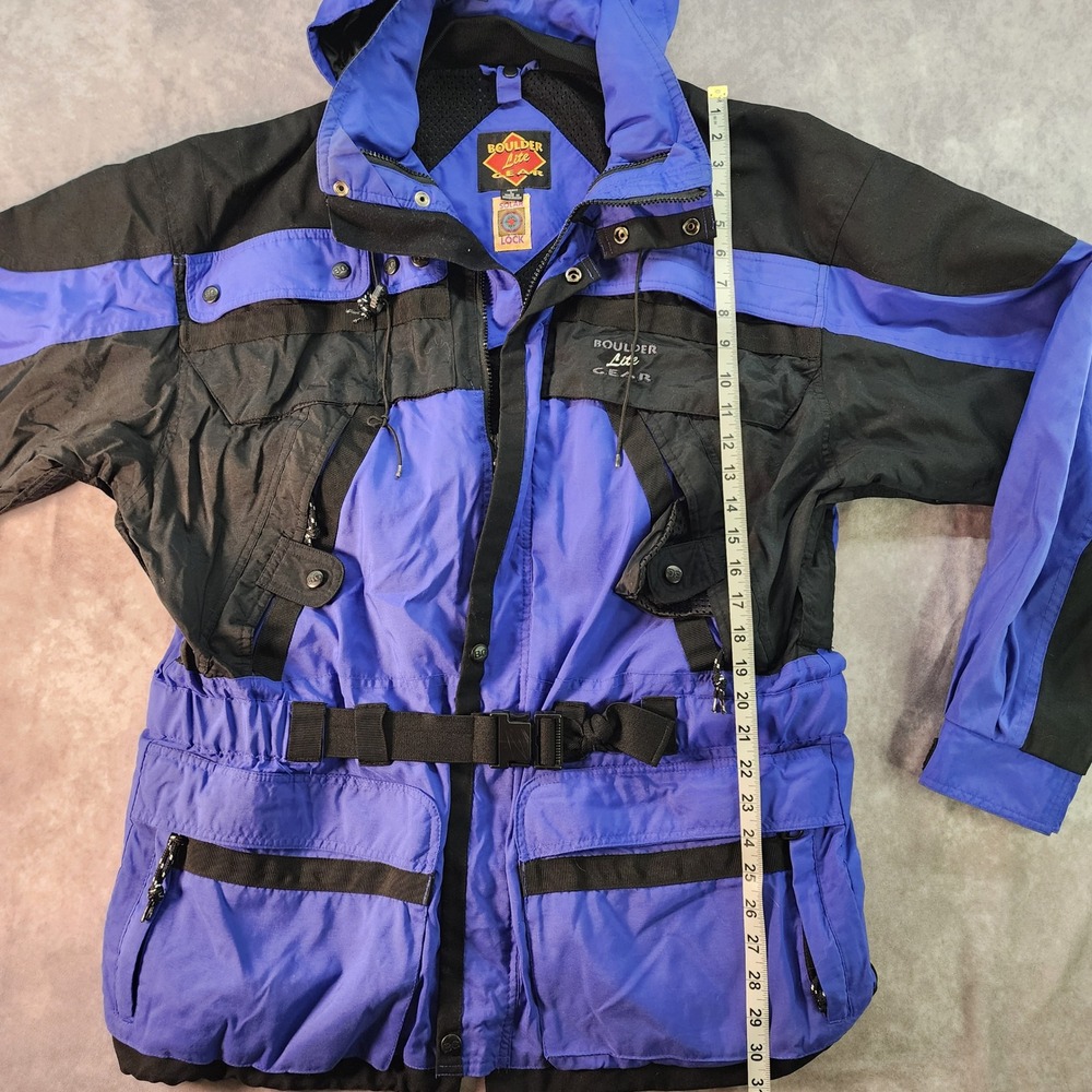 Vintage Boulder Lite‎ Gear Mens Black Purple/Blue Hooded Insulated Ski Jacket L - Picture 4 of 6